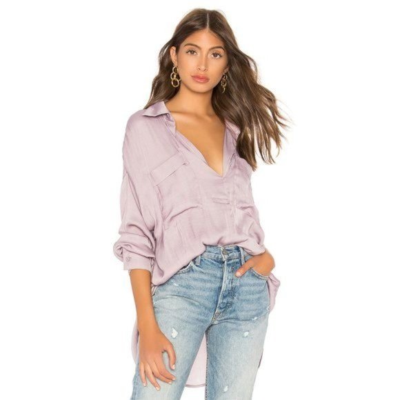 Free People Tops - Free People Starry Dreams Long Sleeve Pullover Tunic Shirt Blouse Lilac
